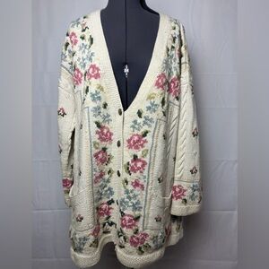 Vintage Laura Ashley Knit Floral Cardigan Cottagecore
